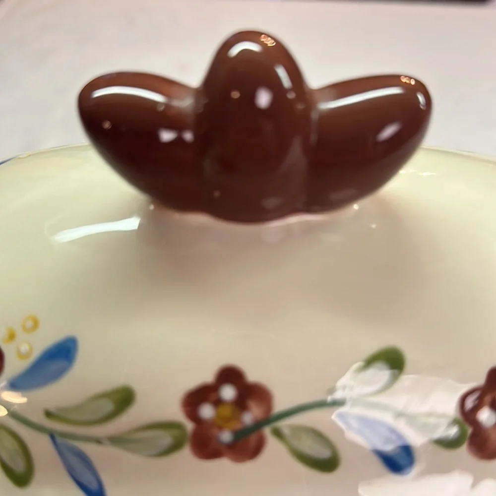 Biscotti Ceramic Cookie Jar Handmade for Nonni’s Floral Painted Ceramic w/Lid
